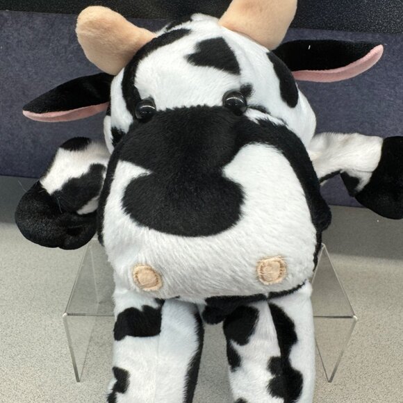 Mary Meyer Stuffed Black & White Cow w/ Spots Hand Puppet Plush Toy 12" Soft - Picture 3 of 10